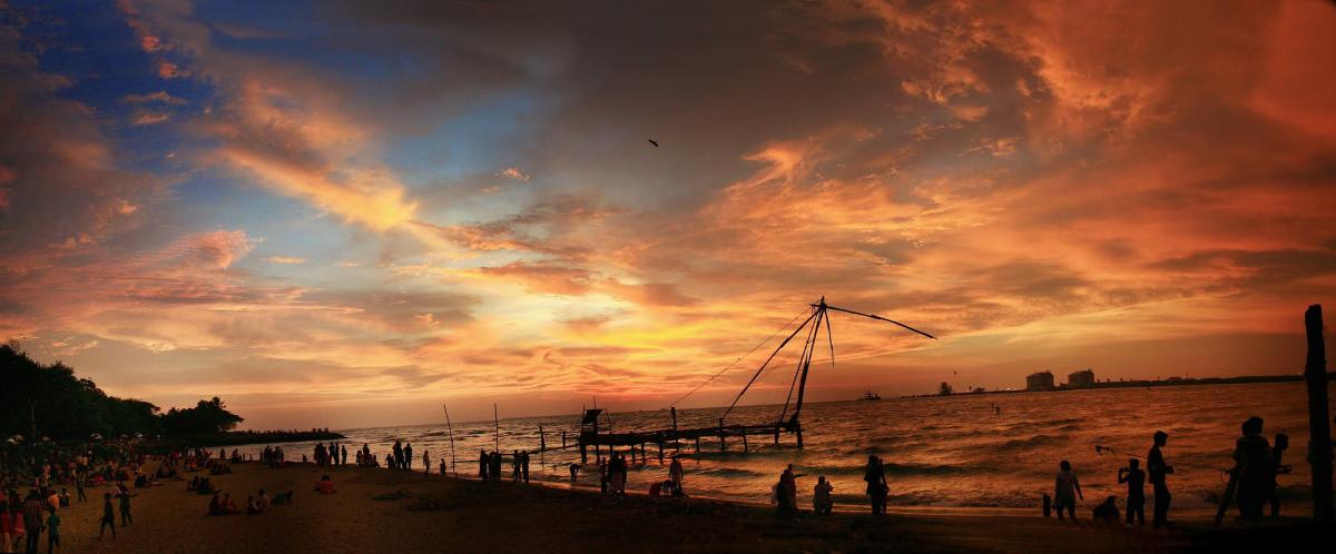 A 3 Exposure panorama - Fort Kochi Beach.